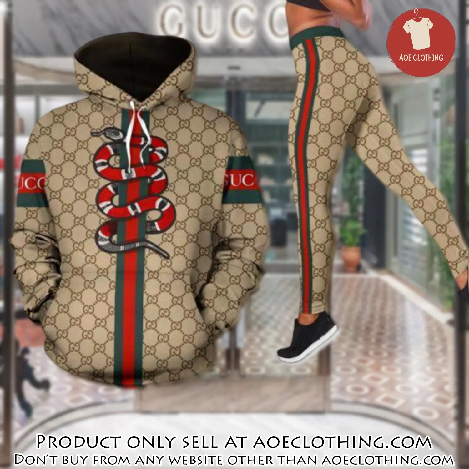 Gucci snake hoodie legging set luxury for women aoe1422060